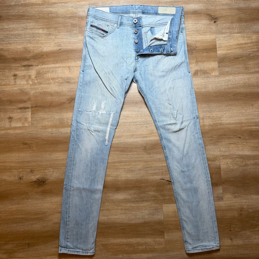 Diesel‎ Tepphar Jeans Men 32x32 Light Wash Distressed Slim Carrot Denim 081AL
